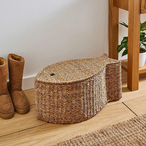 Panier de rangement en herbe de mer en forme de poisson écologique, fait à la main, panier pour enfants, décoration de chambre d'enfant - Product Image 5