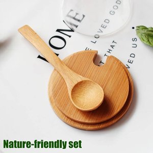 Kitchen <b>small</b> Canister Set with 3pc Glass Spice Jars Food Storage <b>Containers</b> for Sugar Cover Condiments Wooden Spoon - Product Image 4
