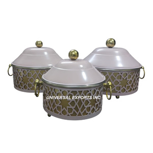 Juego de Tres Ollas Calientes de Nácar, Alta Calidad, Hechas a Mano, Nuevas, Cazuela Clásica, Elegante, Diseñador, Calentador de Comida de Metal - Product Image 3