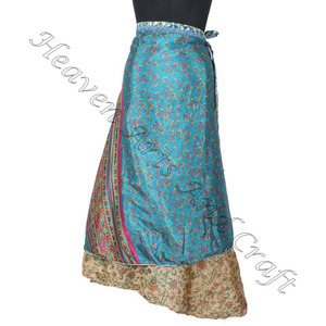 Convertible femmes soie Sari enveloppes jupes Boho élégant multicolore vêtements d'été confortable mode Boho Hippie taille libre gitane - Product Image 5