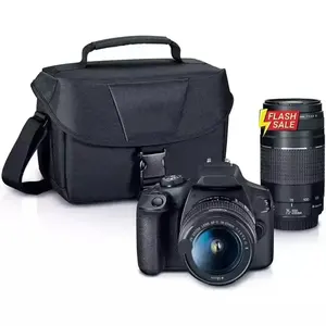原装全新Rebel T7 DSLR相机，带2镜头套件，带EF18-55mm + EF 75-300毫米镜头黑色