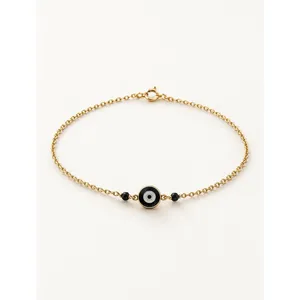 Tobillera de Ojo Turco Chapada en Oro, Joyería Boho de Latón, Resistente al Agua, para Verano - Product Image 1