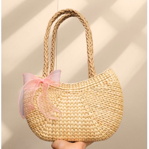 กระเป๋าโท้ทผู้หญิงขายดีตะกร้าหวายหวายสานเป็นมิตรต่อสิ่งแวดล้อมทำด้วยมือจากผักตบชวาและดอกไม้ทะเลสไตล์เวียดนาม - Product Image 5
