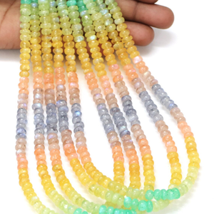 Cuentas Redondas Lisas de Piedra Lunar Arcoíris Natural, 6-9 mm, Cuentas Redondas Lisas de Piedra Lunar Arcoíris Multicolor, Calidad AAA - Product Image 1