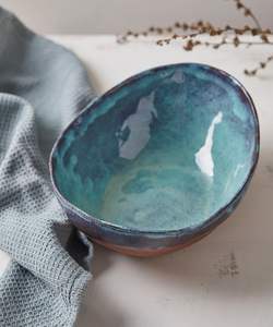 <b>Large</b> ceramic serving <b>bowl</b> with hand painted design and unique patterns ideal for festive gatherings or everyday use - Product Image 5