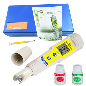 เครื่องวัดค่า <span class=keywords><strong>pH</strong></span> ดิจิตอลจอแสดงผลคู่เครื่องวิเคราะห์น้ำ2เส้นกันน้ำออกแบบให้มีจอ LCD ATC ขนาดใหญ่