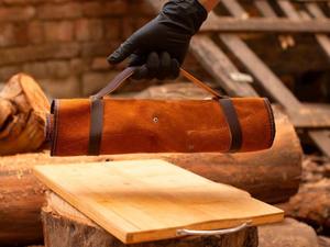 Juego de cuchillos de cocina de chef de acero inoxidable hecho a mano de alta calidad Juego de cuchillos de cocina de 7 piezas con Funda de cuero protegida. - Product Image 4