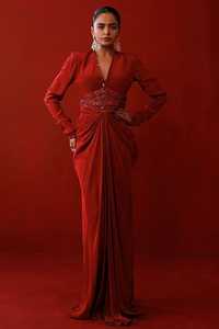 ชุดเดรสปักแขนยาวทรงเอไลน์ยาวถึงพื้นพร้อมลูกปัดสำหรับงานปาร์ตี้ในโอกาสพิเศษ - Product Image 4