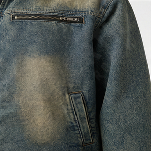 <b>Zip</b> <b>Up</b> Denim Jacket Minimalist Casual Jean Coat <b>Men's</b> Custom Logo Streetwear Fashion Outerwear Quality Supplier <b>Top</b> - Product Image 5