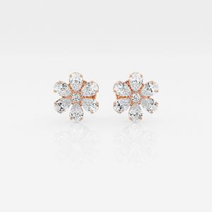 Boucles d'oreilles en or massif 14k pour femmes coupe poire style floral CVD/HPHT diamant fiançailles mariage argent sterling - Product Image 6