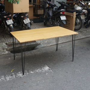 โต๊ะอาหารขาไม้แฮนด์เมด ขนาด 80x140 ซม.  งานไม้ธรรมชาติ - Product Image 1