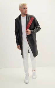 Veste d'hiver longue au genou pour hommes Trench en cuir de mouton véritable Décoration en fourrure Respirant Imperméable Grande taille Élégant - Product Image 3