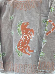 Abrigo de terciopelo bordado a mano con cuello mandarín, manga larga, estampado animal, talla grande, ropa de abrigo de invierno para mujer - Product Image 5