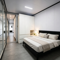 Cabane en acier préfabriquée de couleur personnalisée, style moderne, pour glamping, mini-maisons
