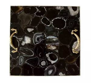 Plateau de service moderne rectangulaire en verre et métal pour vanité - Product Image 6