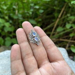 Rainbow Moonstone Ring Boho Style Natural Healing Gemstone Jewelry Custom Size Perfect <b>Gift</b> <b>for</b> <b>Her</b> Elegant <b>Spiritual</b> Design - Product Image 2