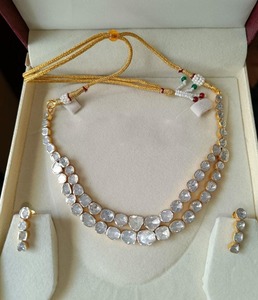 925เงินสเตอร์ลิงสร้อยคอเพชรลายกุหลาบตัดพร้อมต่างหูสร้อยคองานแต่งงานสร้อยคอ polki ชุดสร้อยคอชุบทอง - Product Image 3