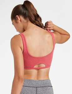 Diseño OEM personalizado 100% algodón sólido tomate Melange Color mujeres transpirable Sujetador deportivo para entrenamiento con el mejor precio de fábrica de BD - Product Image 2