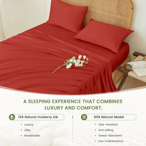 100% ensemble de draps de lit de luxe en pure soie 400TC personnalisable qualité hôtelière doux confortable literie respirante respectueuse de la peau - Product Image 2