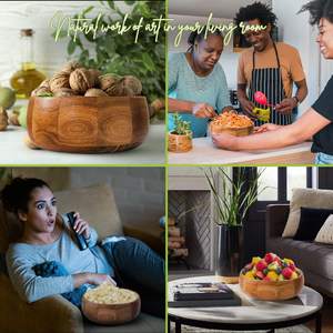 Bol en bois de manguier fini naturel nouveauté bol décoratif artisanal pour table à manger et but de cadeau - Product Image 6