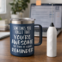Ensemble de gobelet et de mousseur à lait en acier inoxydable, mug à café inspirant, cadeau avec mousseur à lait pour la maison et le bureau