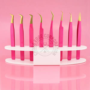 Top Rated Fiber Tip Eyelash Extension Tweezer Japanese Steel Classic Curved Mega Volume Pink Lash Application <b>Tool</b> - Product Image 5