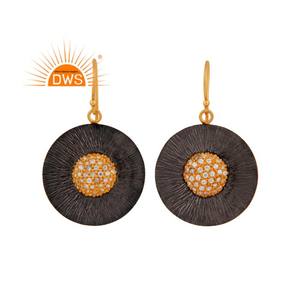 Boucles d'oreilles pendantes en argent 925 plaqué or jaune avec zircon blanc de créateur, vente en gros, fournisseur de bijoux - Product Image 3