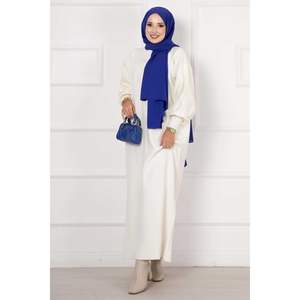 Robe T-shirt à manches ballon, écru, motif régulier, coupe standard, fabriquée en Turquie - Product Image 2