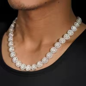 Nuevo diseño Hip Hop único oro blanco redondo laboratorio cultivado diamante cadena cubana joyería para hombres - Product Image 1