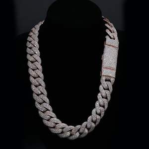 Custom VVS Moissanite Cuban Link <b>Necklace</b> Iced Out Hip Hop Style in White Gold 925 Silver for Wedding Gift Fine Men's Jewelry - Product Image 1