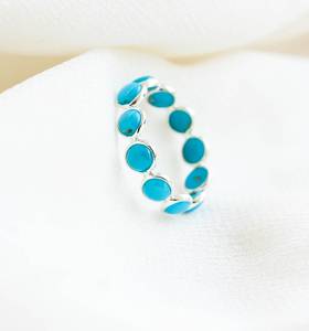 แหวนเงินเทอร์ควอยซ์ธรรมชาติทำด้วยมือ925เงินแท้เครื่องประดับแหวนหรูหราสำหรับผู้หญิงของขวัญวันวาเลนไทน์สำหรับเธอ - Product Image 3