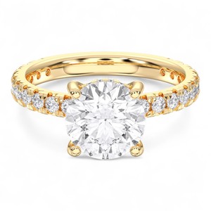 ชุดง่ามประดับเพชรทรงกลมสำหรับผู้หญิง2.50กะรัต F-G/เทียบกับแหวนหมั้นทำจากเงิน - Product Image 2