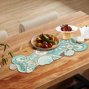 Handmade Christmas Decorative Beaded <b>Runner</b> Placemat Knitted <b>Dining</b> <b>Table</b> Mat with Fancy Leaves Design for Weddings Holidays - Product Image 2