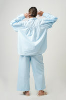 Ensemble d'été en coton biologique surdimensionné pantalon-chemise tissé écologique Smart Comfy Casual Outfit disponible en grande taille