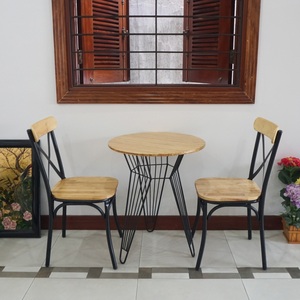 BFCBCF002-Rustic Square Design Wood Panel Booth Seat CAFEBAMBOO's Iron Lap and Back Iron for Cafe Shop Bistro School - Product Image 2
