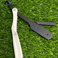 Porte-lame de rasoir droit pliable en acier inoxydable avec poignée en plastique, verrouillage pivotant, personnalisation OEM, pour barbier et rasage de la barbe
