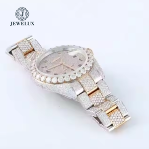 นาฬิกาหรูสไตล์อาหรับสำหรับผู้ชายเคสสีโรสโกลด์ VVS1สายสีขาวทองอะนาล็อกซิลิโคนสเตนเลสที่ทันสมัย - Product Image 1