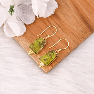 Pendientes de Moda con Baño de Oro Amarillo y Ópalo Verde, Estilo Boho, Joyería Popular al por Mayor - Product Image 3