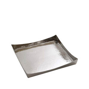 Plateau de service rectangulaire en métal, finition nickelée, design artisanal, pour restaurant et café - Product Image 5