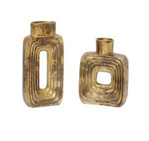 Ensemble de vases en céramique dorée moderne, design abstrait en forme de nœud, pot à fleurs circulaire nordique, décoration de luxe pour la maison, décoration de bureau, salon - Product Image 4