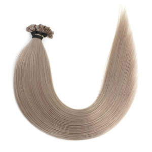 Extensions de cheveux à pointe I en kératine # 17 Mèches de cheveux humains russes 100% Remy, blond beige froid, lisses, à pointe plate - Product Image 3