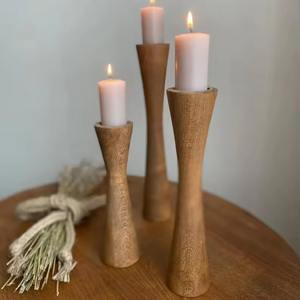 Vente chaude Logo Personnalisé À La Main En Bois Naturel Bougeoir En Bois pour Noël Pâques Saint Valentin Mariage Ramadan Décor - Product Image 1