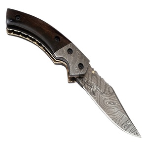 Cuchillo de Bolsillo Plegable de Acero de Damasco de Grado Industrial Hecho a Mano con Garantía de 3 Años (smk1168) - Product Image 1