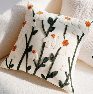 Flower Embroidered <b>Throw</b> Pillows <b>Covers</b> 18x18 - Product Image 2