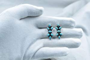 925 Sterling Silver Mojave <b>Turquoise</b> <b>Stud</b> <b>Earrings</b> Handmade Gemstone Jewelry - Product Image 3