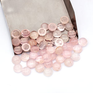 Vente en gros de cabochon à dos plat en quartz rose rose naturel 9x9mm Prix d'usine Pierre précieuse en vrac semi-précieuse pour la fabrication de bijoux - Product Image 4