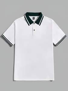 Chemise POLO confortable pour hommes |   Chemise classique à 3 boutons, col à revers, style décontracté, manches courtes, couleur unie, prix bas - Product Image 3