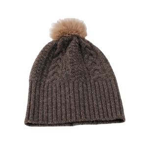 Gorro de lana de oveja mongol 100%, gorro de nieve Unisex marrón orgánico con pompón transpirable cálido para playa y viajes - Product Image 3