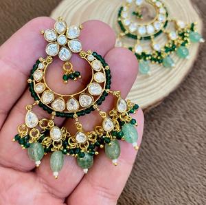 ต่างหูชุบทองพรีเมี่ยมแบบดั้งเดิมที่มีหินประกายดูสำหรับปาร์ตี้สวมใส่เครื่องประดับแฟชั่นสำหรับผู้หญิง - Product Image 2