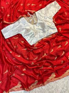 Prix de vente en gros Nouveau modèle Saree en soie crêpe de viscose douce pure avec un design en dentelle complexe pour les mariages et les festivals à vendre - Product Image 5